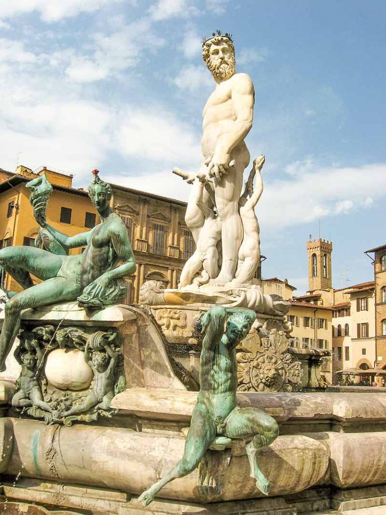 the Fountain of Neptune on Piazza della Signoria in Florence in Italy