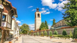 a lovely view of the Old Town of Bansko in summer