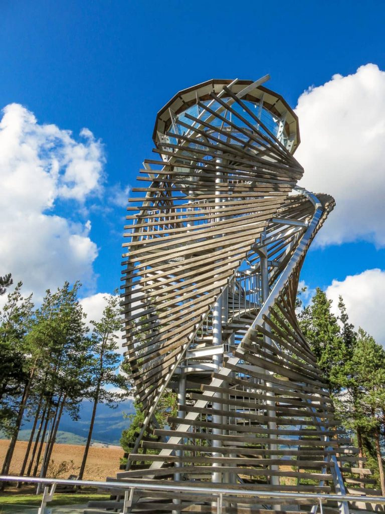 a tower with an observation deck in the mountains, the Observation Tower in Razlog