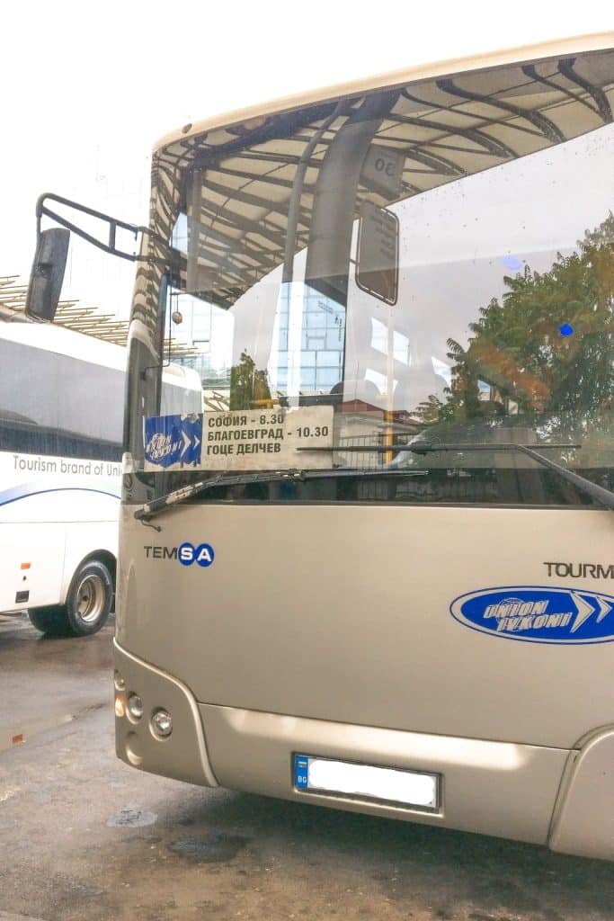 the frontside of a bus