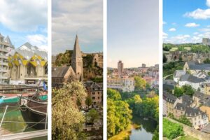 4 pictures of places in Europe: Rotterdam, La-Roche-en-Ardennes, Veliko Tarnovo and Luxembourg, which are perfect destinations for an Easter weekend trip away from the coruds.